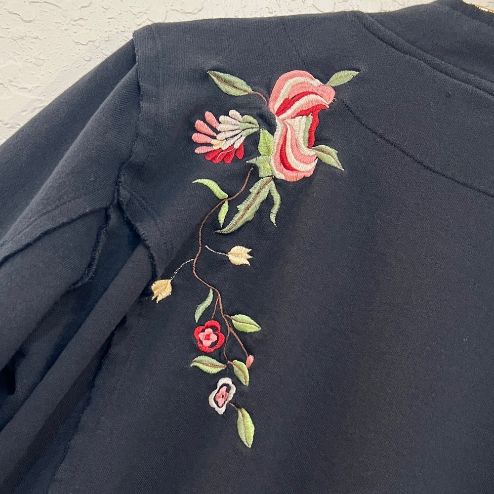 RXB Embroidered Boho Floral Raw Edge Cotton Jacket - Picture 6 of 11